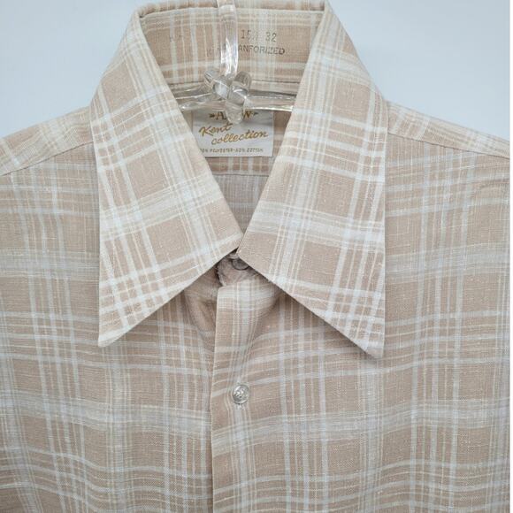 Arrow Kent Beige Plaid Shirt—Perfect with Loafers + Fall Denim‎ (Sz 32) - Picture 6 of 11